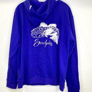 RodBending Industry, NWT, Sculpin deep sea blue hoodie, men's size Medium.